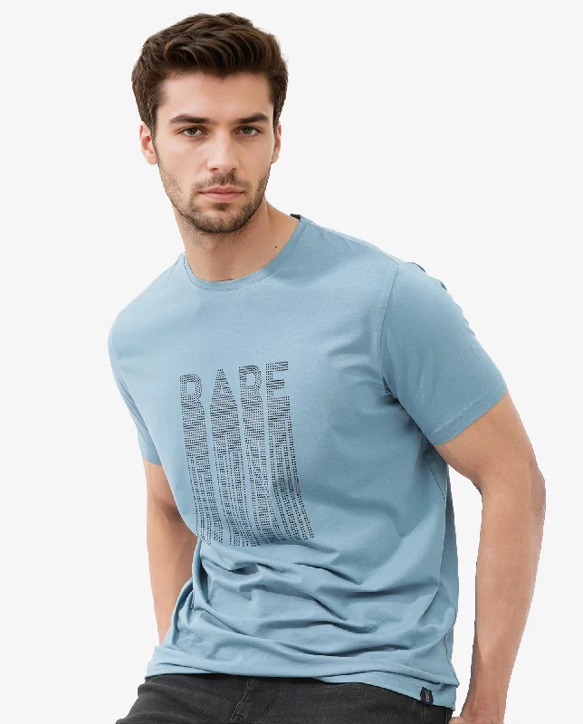 Men's Shirts with Patch PocketsRare Rabbit Mens Bocat Dusky Blue Short Sleeve Graphic Print T-Shirt Men's Shirts with Patch PocketsRare Rabbit Mens Bocat Dusky Blue Short Sleeve Graphic Print T-Shirt