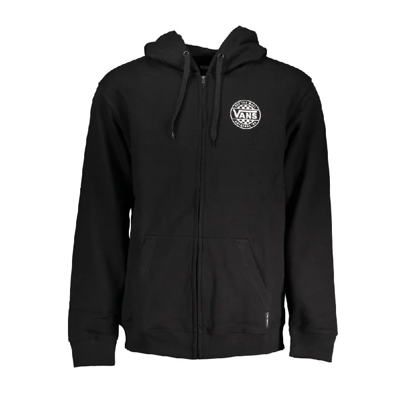 Men's Sweaters with Built-In ScarvesVans Sleek Black Zip Hoodie with Logo Men's Print