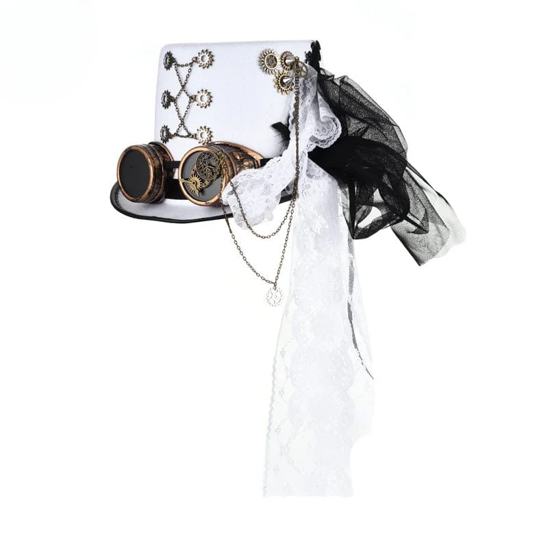 Female Fisherman HatsUnisex Steampunk Lace Splice Goggles Hat
