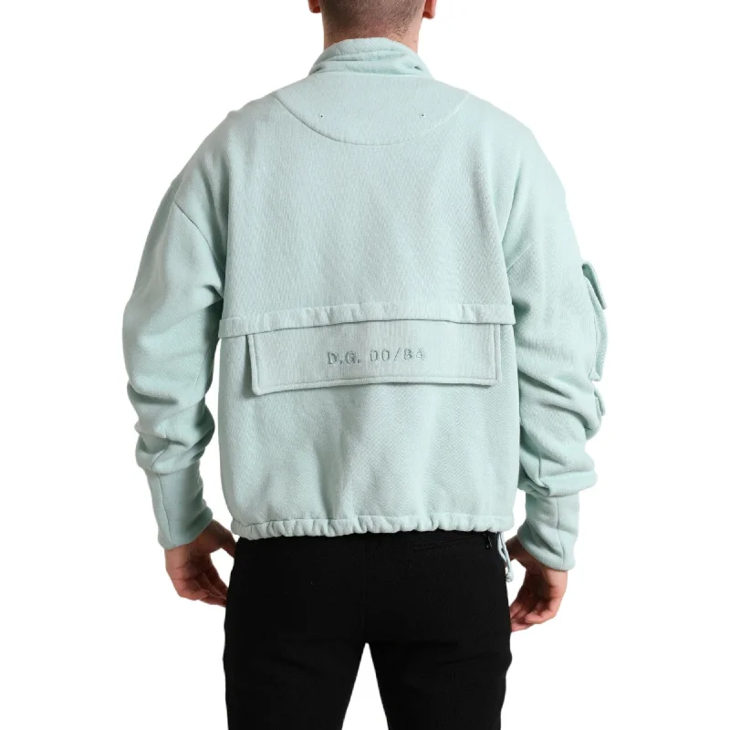 Men's Sweaters with Raglan SleevesDolce & Gabbana Chic Mint Green Pullover Men's Sweater