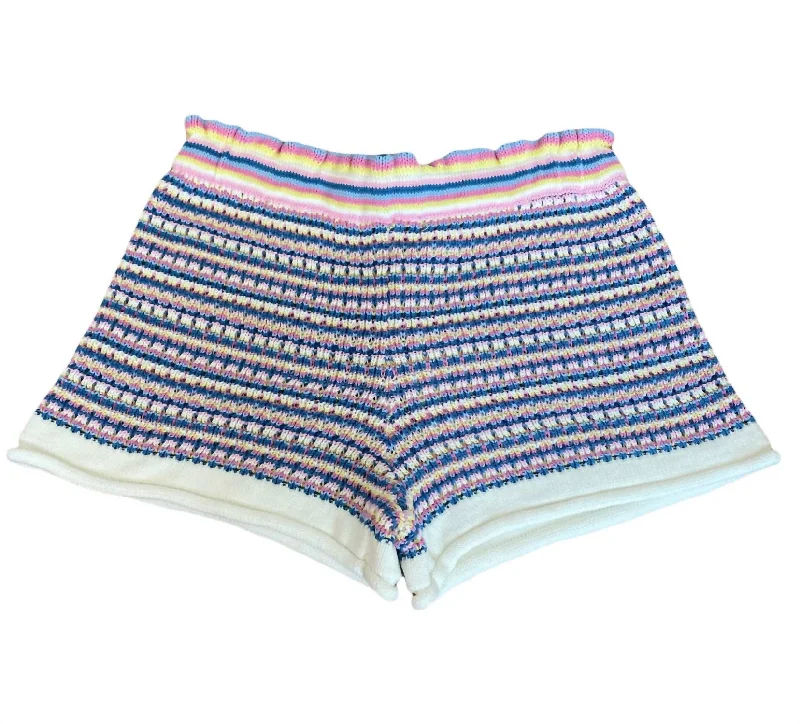 Comfort-First Men's Elastic Waistband Casual ShortsGirls Blue Knit Shorts In Multi