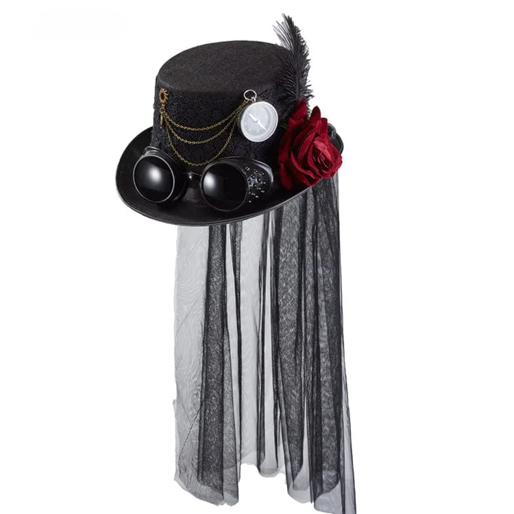 Affordable Winter HatsUnisex Steampunk Studded Goggles Velvet Hat