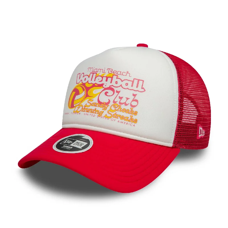 Reversible Sun HatsWomens New Era Foam Bright Pink 9FORTY A-Frame Trucker Adjustable Cap