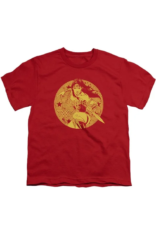 Men's Shirts with Button-Down PocketsJustice League of America Young Wonder Woman Short Sleeve Youth Tee / T-Shirt