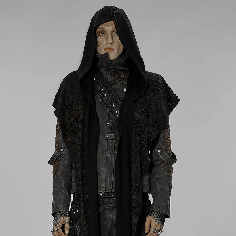 Gentlemen's Fedora HatsMen's Gothic Irregular Ripped Scarf with Hood