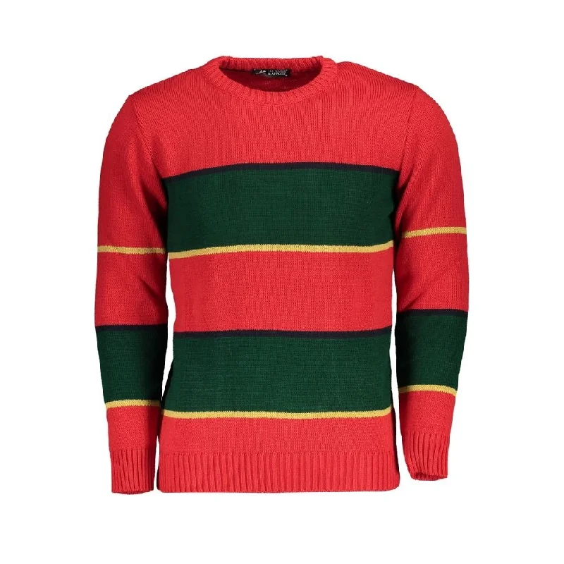 Men's Sweaters with Fold-Over CuffsU.S. Grand Polo Chic Crew Neck Contrast Detail Men's Sweater
