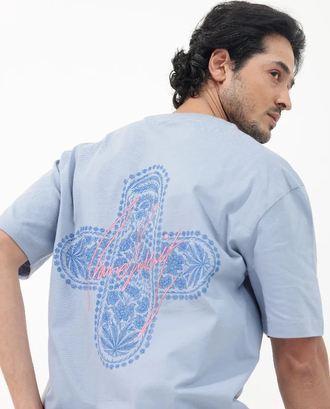 Elegant Men's Dress ShirtsRare Rabbit Articale Men's Covey Blue Cotton Fabric Crew Neck Oversized Fit Knit Botanical Print T-Shirt Elegant Men's Dress ShirtsRare Rabbit Articale Men's Covey Blue Cotton Fabric Crew Neck Oversized Fit Knit Botanical Print T-Shirt