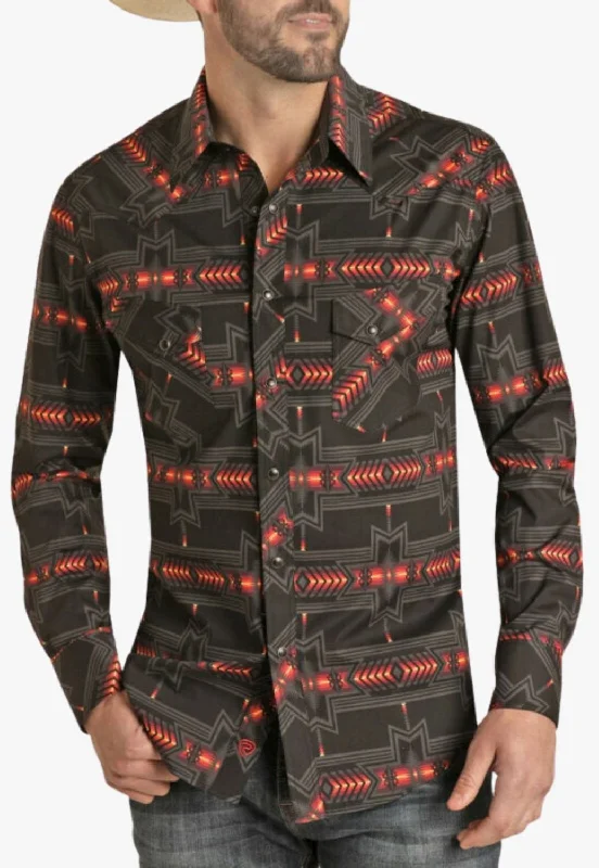 Men's Camouflage Shirts for an Outdoor AppealRock and Roll Mens Aztec Snap Long Sleeve Shirt
