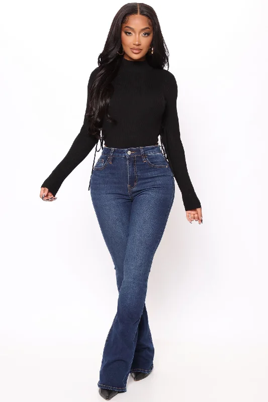 Men's Jeans with a Distressed LookKittenAlarm - Affair Of The Flare Stretch Jeans - Dark Wash