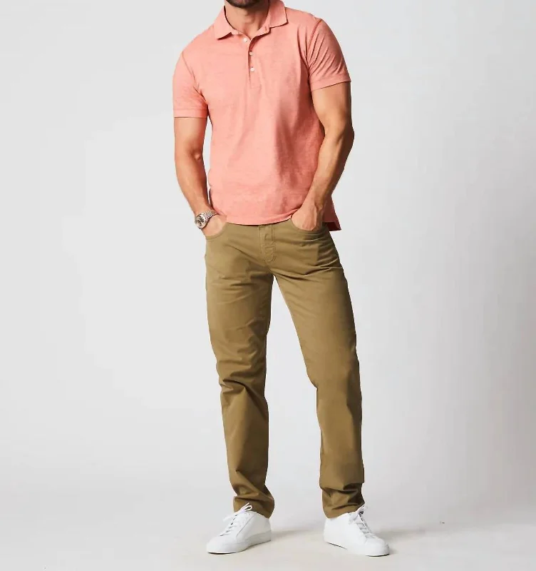 Men's Shirts with Lace-Up HemlinesStripe Pensacola Polo Shirt In Burnt Red