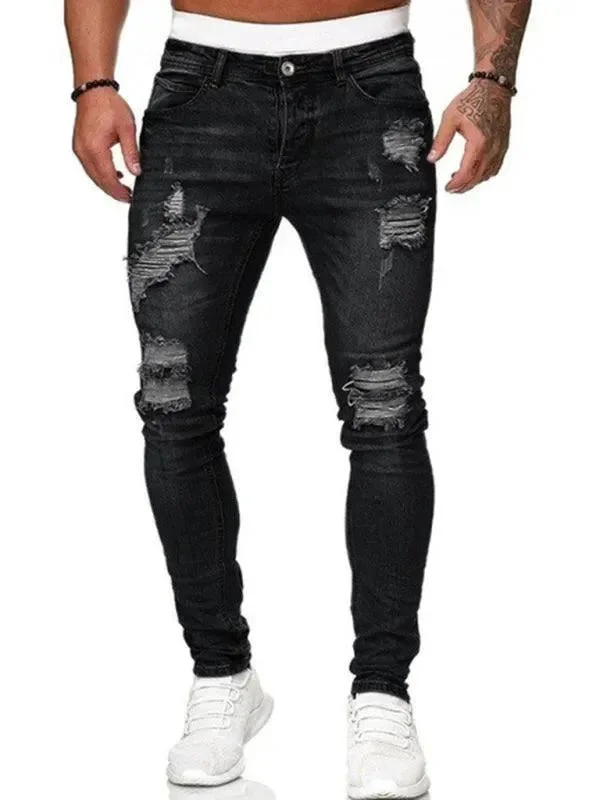 Flexible Men's JeansMen Distressed Skinny Jeans