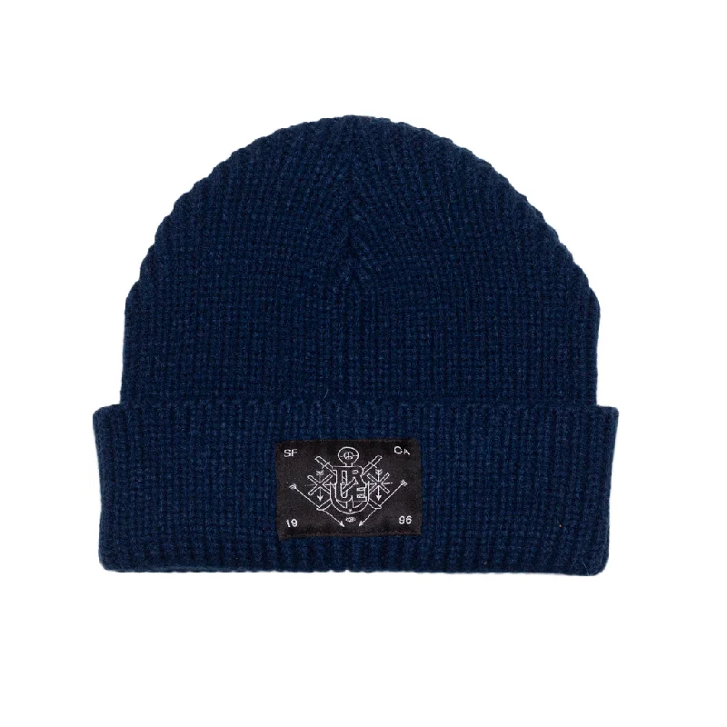 Novelty Trucker HatsTrue Burning Bridges Waffle Beanie Navy