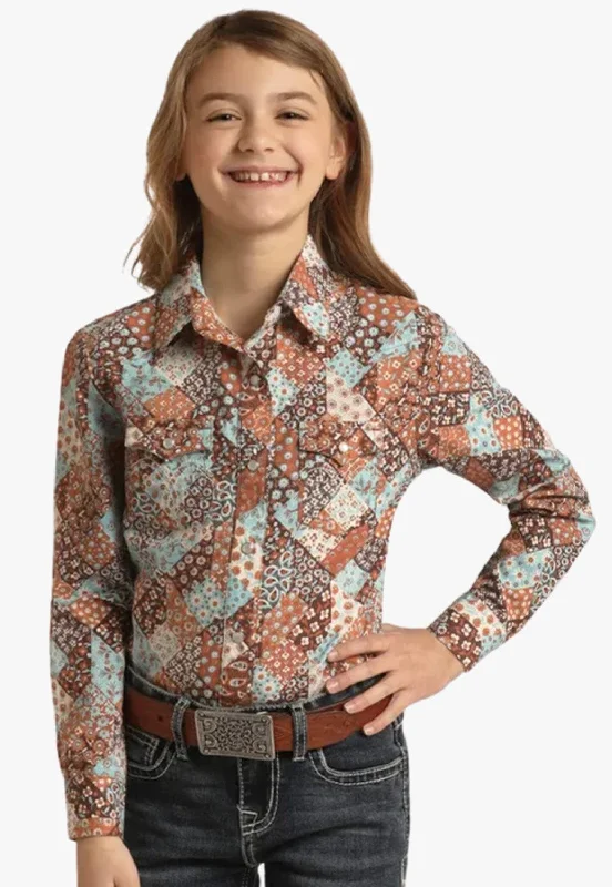 Men's Color-Blocking Shirts for a Statement LookPanhandle Girls Paisley Patchwork Snap Long Sleeve Shirt