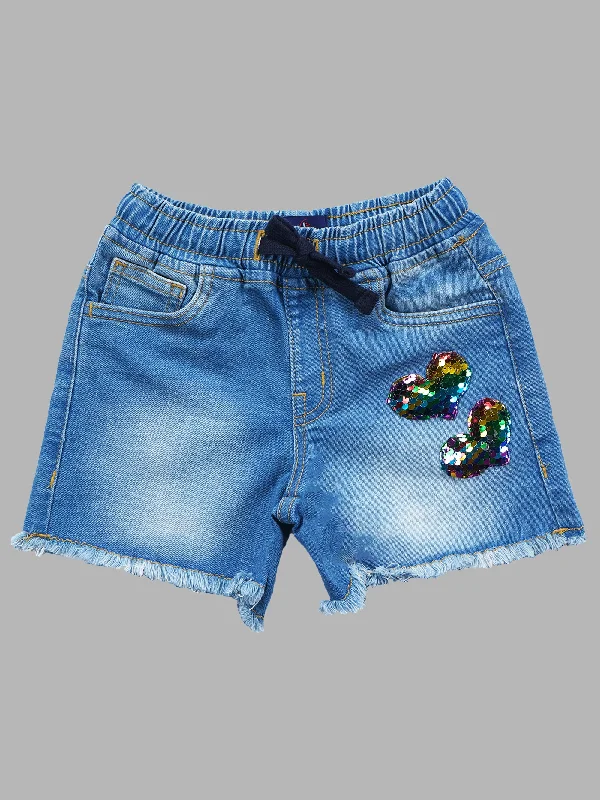Men's Lightweight Travel and Adventure ShortsGirls Heart Sequin Embellished Denim Shorts