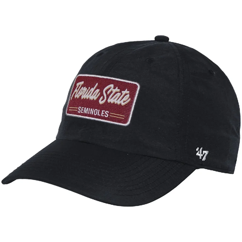 Youth Snapback Hats47 Brand Florida State Seminoles Woven Patch Adjustable Relaxed Cap - Black