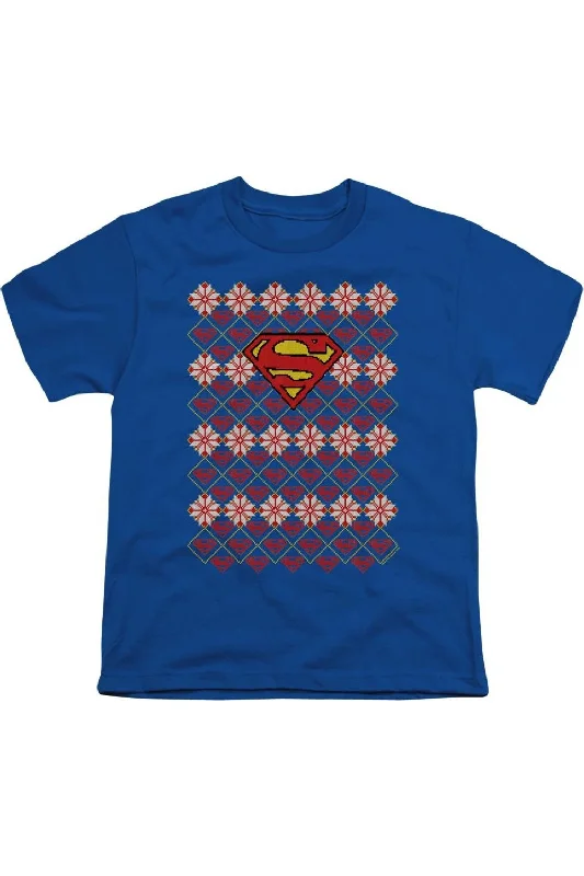 Layered Men's VestsSuperman Superman Christmas Sweater Short Sleeve Youth Tee / T-Shirt