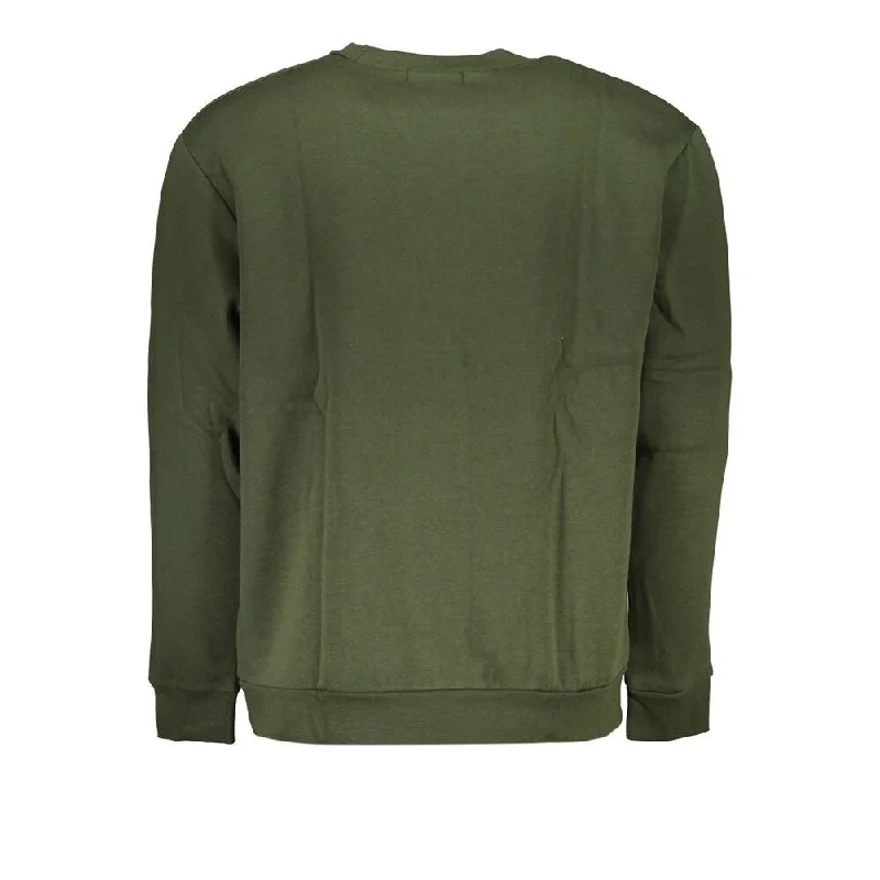 Men's Sweaters with Thumbholes in SleevesCavalli Class Chic Green Embroidered Crew Neck Men's Sweater