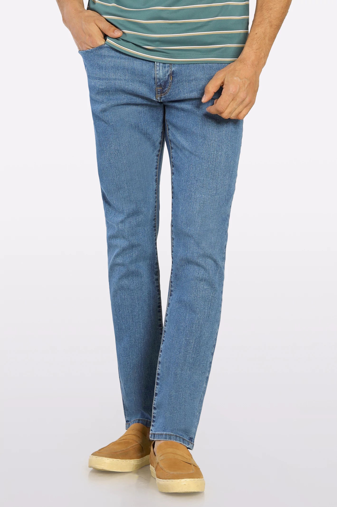 XXXL Men's JeansMedium Blue Modern Slim Fit Jeans