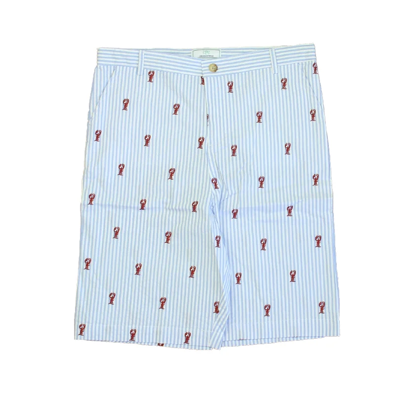 Adjustable Waistband Men's Casual ShortsClassic Prep Boys Lobsters on Blue Stripe Shorts Size: 6-14 Years