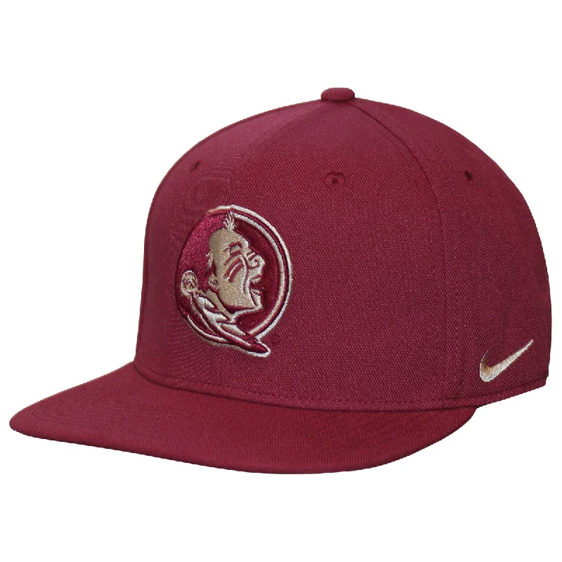 Black Cowboy HatsNike Seminole Logo Adjustable Structured Flatbill Snapback Cap - Garnet