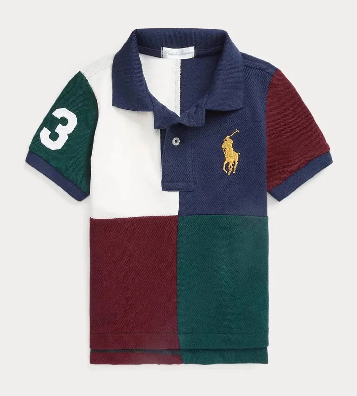 Men's Shirts with TiesKids Boys Multicolor Logo Polo Shirt In Blue Multi
