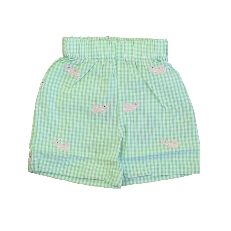 Men's Casual Short-Length PantsClassic Prep Boys Apple Green Gingham with Alligators Shorts