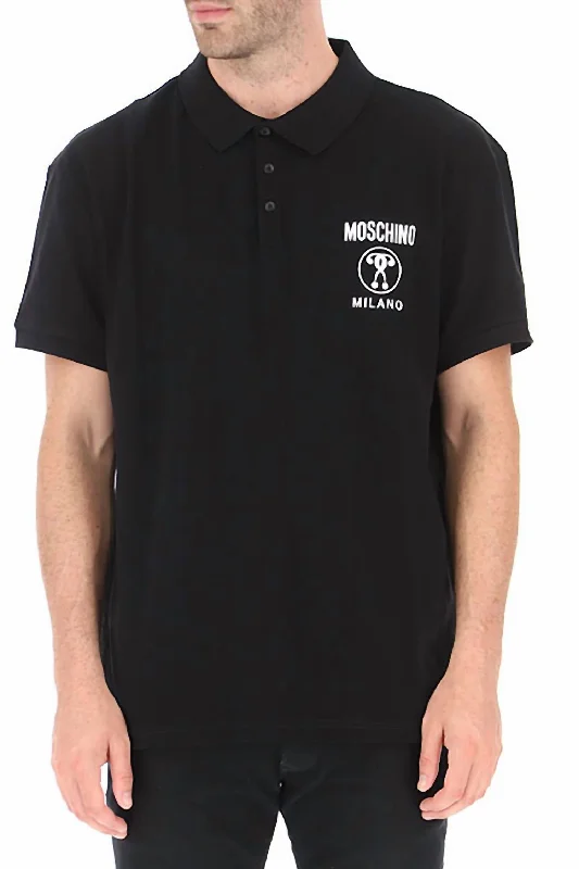 Men's Shirts with Pocket SquaresPique Logo Polo Short Sleeve T-Shirt In Black