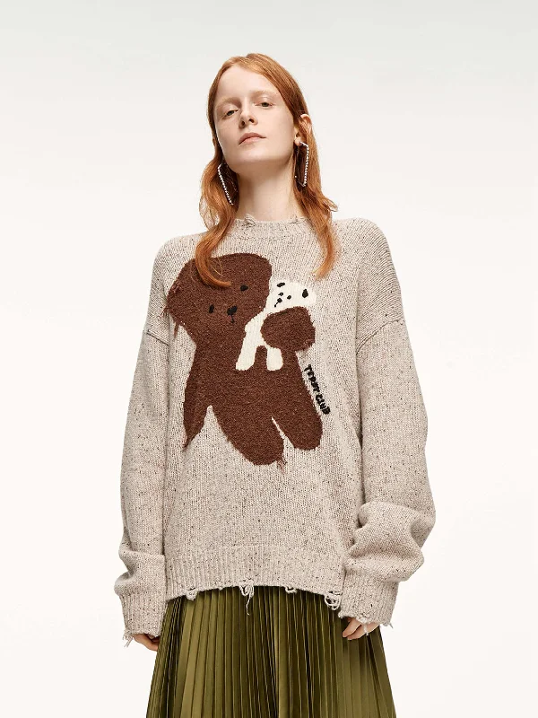 Men's Sweaters with BeadsWool-blend Cartoon Knit Pullover