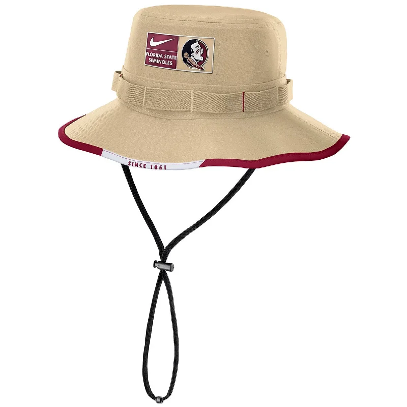 Durable Work HatsNike Men's Florida State Seminoles/Seminole Logo Patch Apex Swoosh Bucket Hat - Vegas Gold