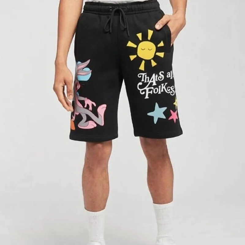 Warm-Weather Men's Linen ShortsMen's Looney Tunes That's All Folks Shorts In Black