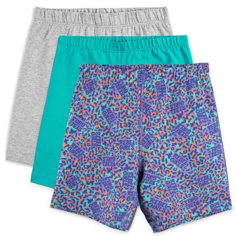 Men's Flexible Yoga and Workout ShortsMightly Girls Rebel Girls Purple Leopard Shorts