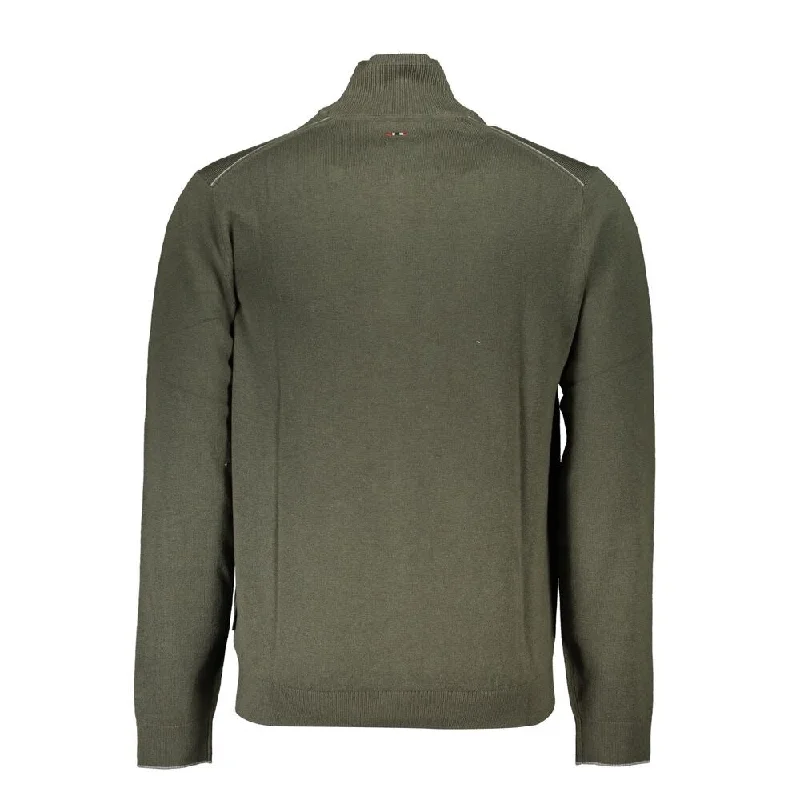 Men's Sweaters with Roll-Neck DesignsNapapijri Green Fabric Men Men's Sweater