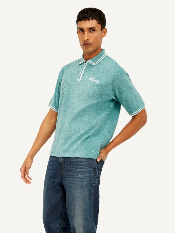 Layered Men's VestsMen's Knitted Teal Polo T-shirt