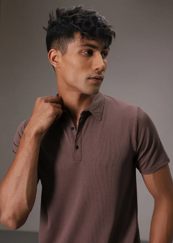 Durable Men's Work ShirtsMauve Ribbed Polo T-shirt