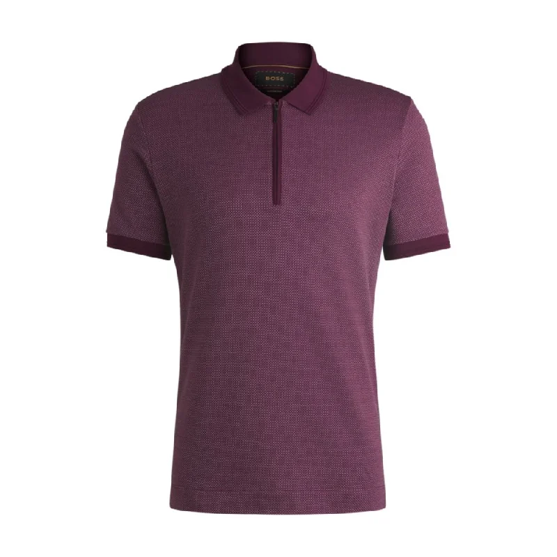 Men's Performance Shirts for SportsZip-neck polo shirt in cotton and silk