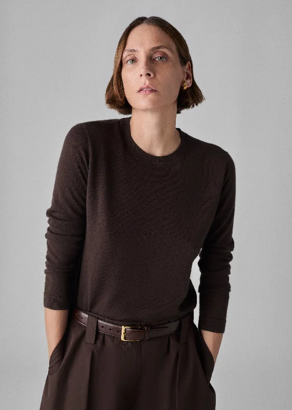 Men's Sweaters with Unique and Custom DesignsLong Sleeve Crew in Fine Cashmere - Chocolate