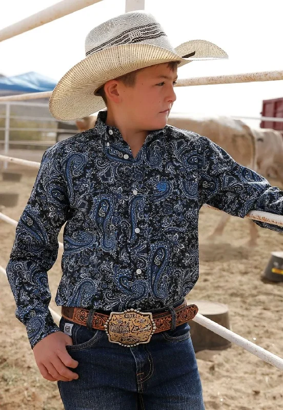 Men's Hunting Shirts for Camouflage and ComfortCinch Boys Paisley Print Button Down Long Sleeve Shirt