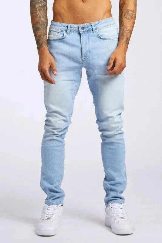 Light Blue Denim Men's JeansMen Straight-leg Jeans