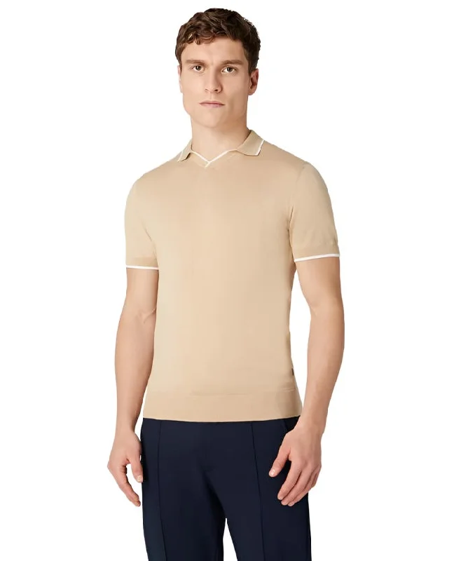Men's Shirts for Beach OutingsID50114-Remus Ecru Skipper Collar Polo Shirt