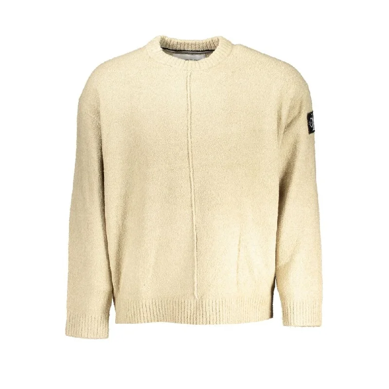 Men's Sweaters for WinterCalvin Klein Chic Beige Crew Neck Sweater with Contrast Men's Details Men's Sweaters for WinterCalvin Klein Chic Beige Crew Neck Sweater with Contrast Men's Details
