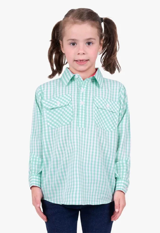 Men's Striped Shirts for a Maritime TwistHard Slog Kids Lize Half Button Long Sleeve Shirt