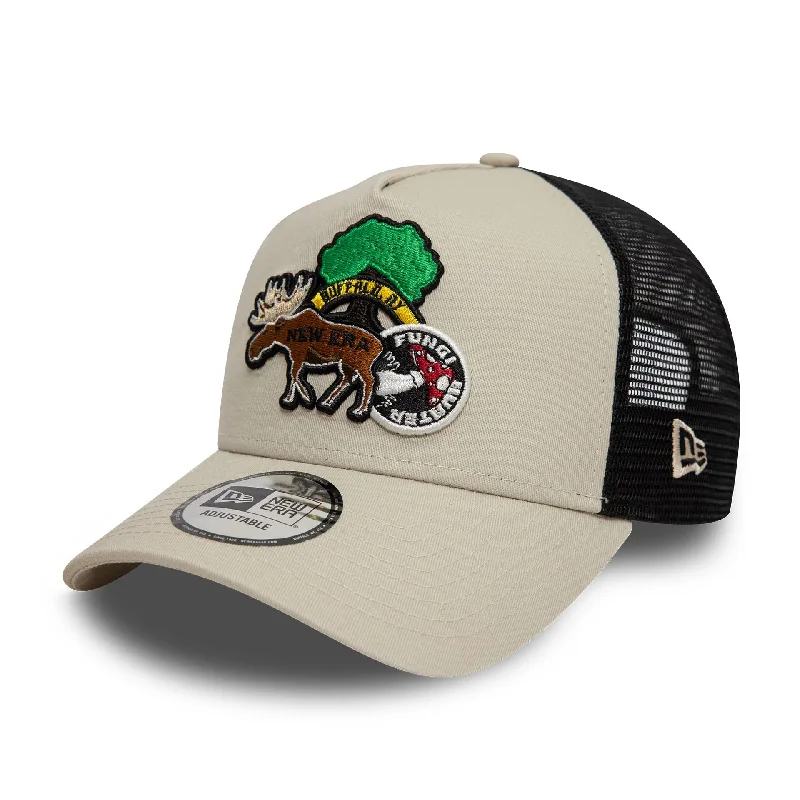 Unique Baseball CapsNew Era Outdoor Cream 9FORTY A-Frame Trucker Adjustable Cap