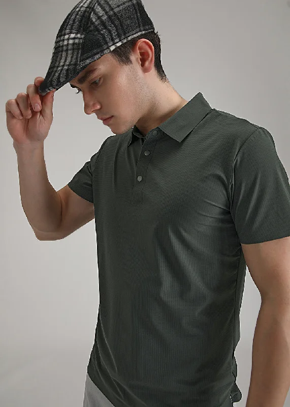 Men's Shirts with Striped PatternsSelf Green Stitchless Polo T-shirt