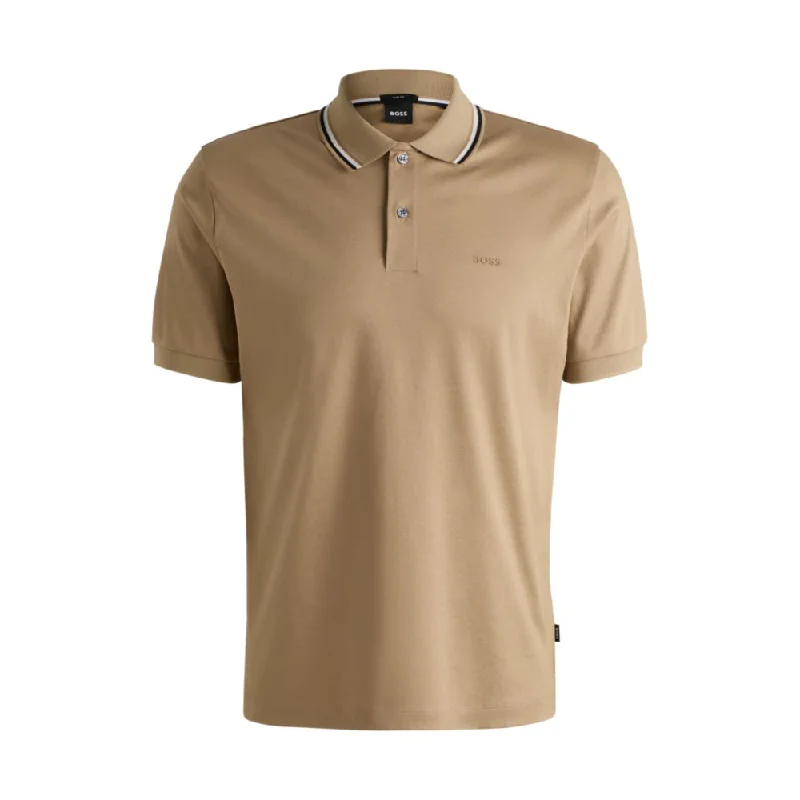 Men's Shirts with Embroidered DesignsSlim-fit polo shirt in cotton with striped collar