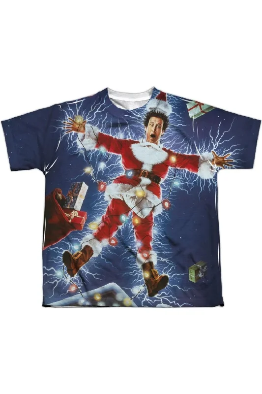 Men's Shirts with CollarsChristmas Vacation Electrified Short Sleeve Youth Poly Crew Tee / T-Shirt