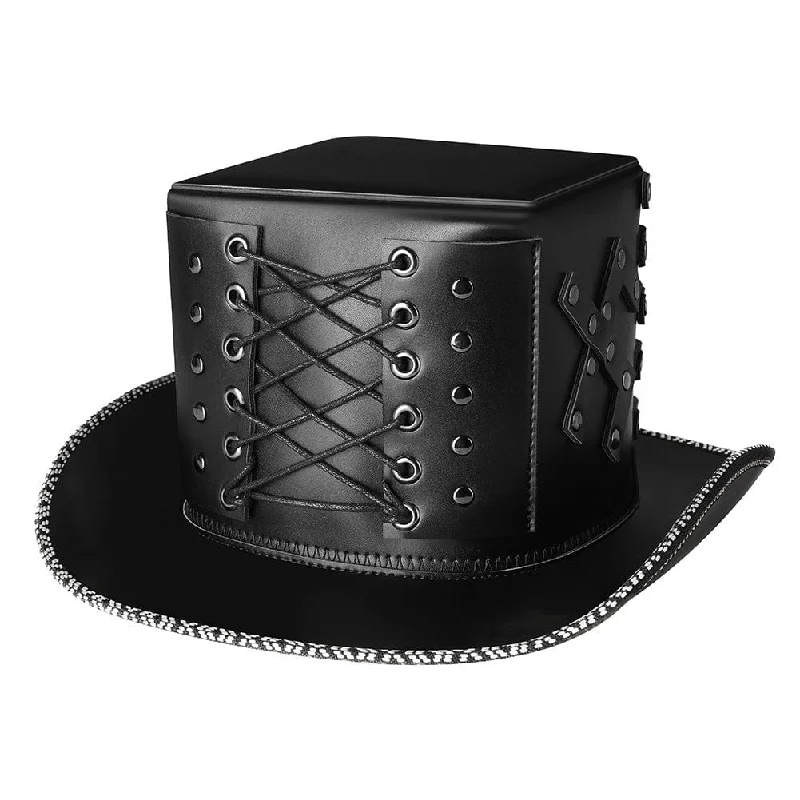Customized Baseball CapsMen's Steampunk Nailed Faux Leather Hat