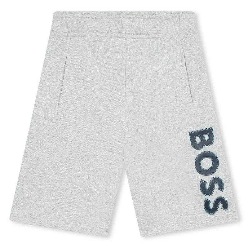 Elegant Men's Dress ShortsGray Logo Shorts