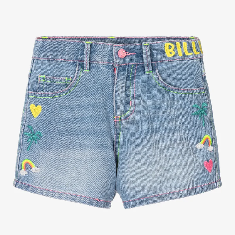 Casual Men's Cotton ShortsBlue Logo Denim Shorts