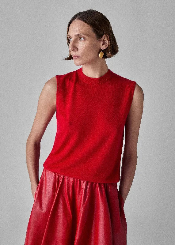 Men's Sweaters for Dressy EventsShell Tank in Fine Cashmere - Red