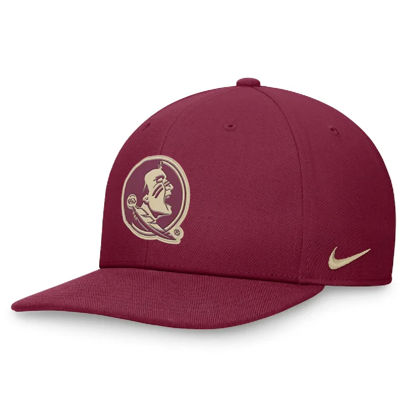 Unique Fedora CapsNike Seminole Logo Patch Dri-fit Pro Structured Square Bill Adjustable Cap - Garnet